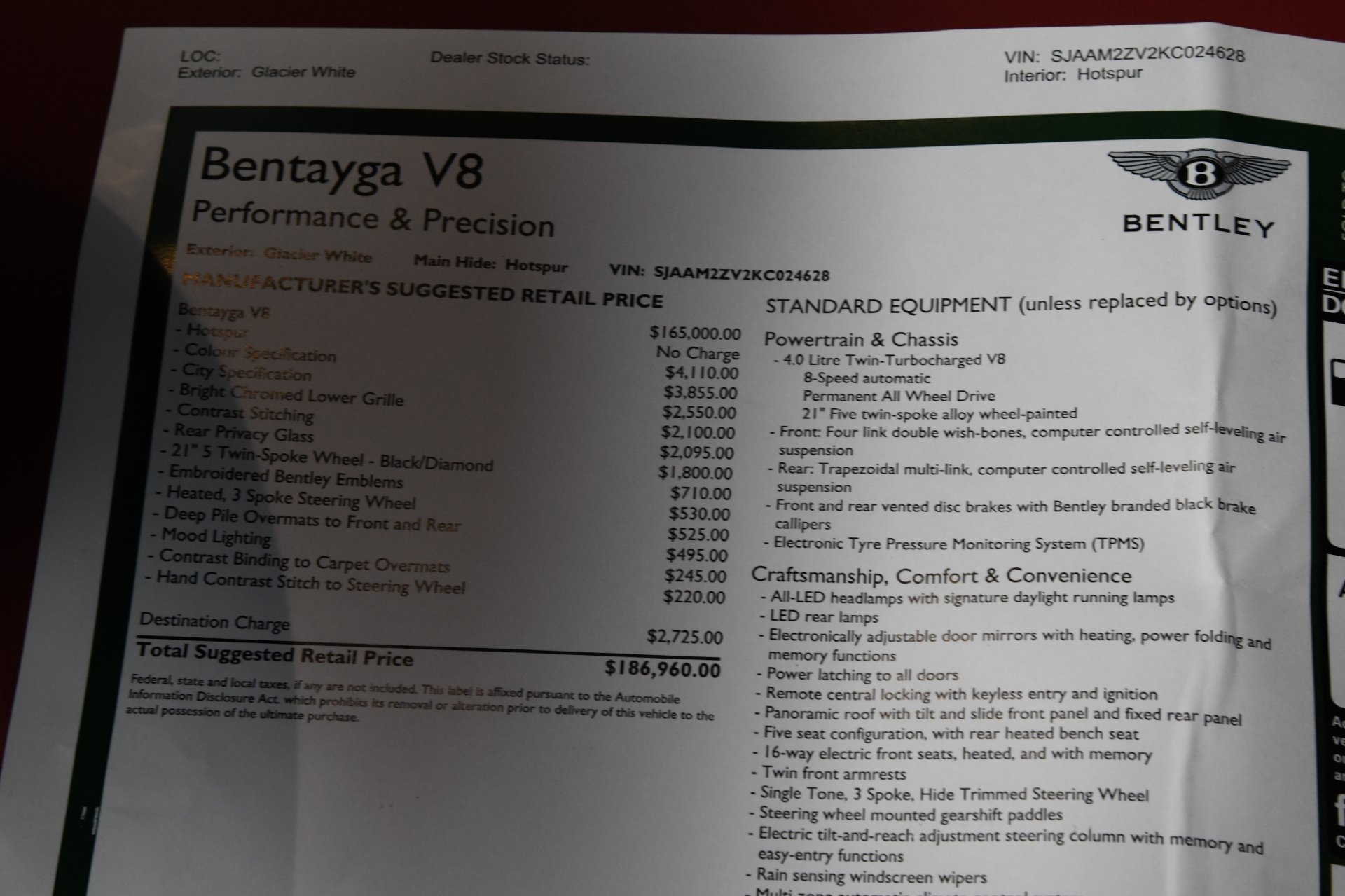 2019 Bentley Bentayga V8 Stock # B1093 for sale near Chicago, IL | IL