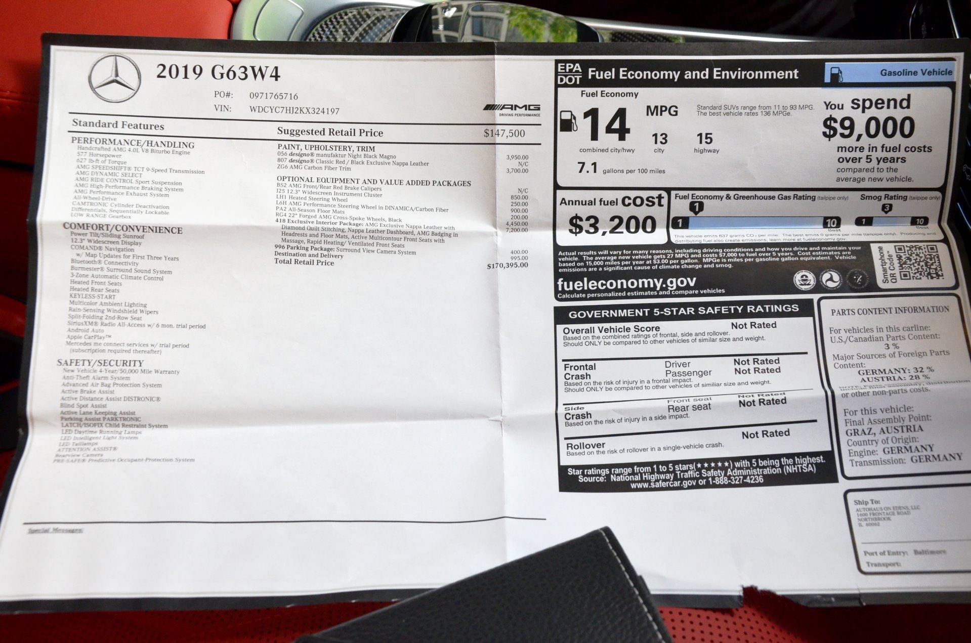 2019 Mercedes Benz G Class Amg G 63 Stock Gc Olena24197