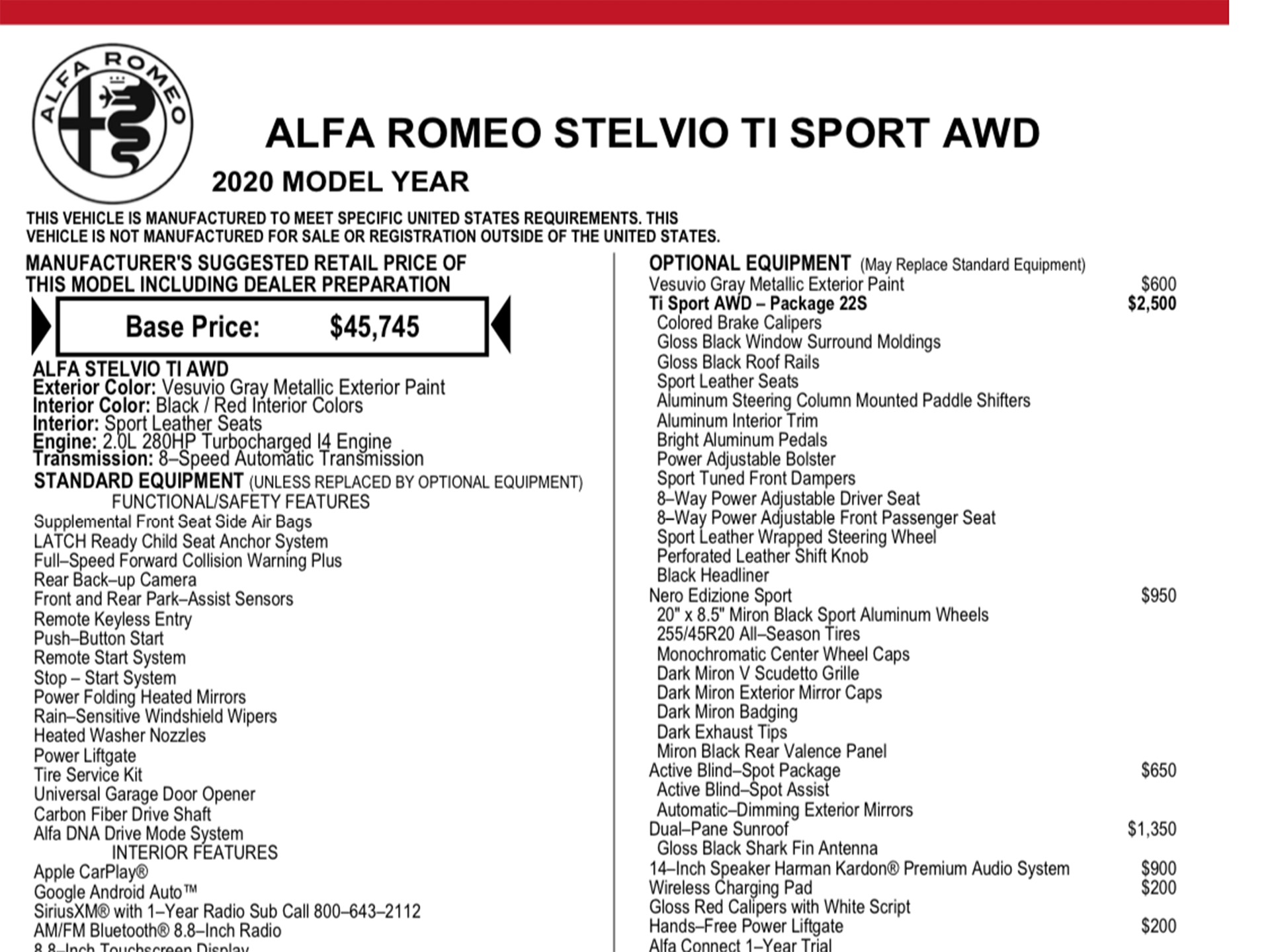 New 2020 Alfa Romeo Stelvio TI SPORT Ti | St. Petersburg, FL