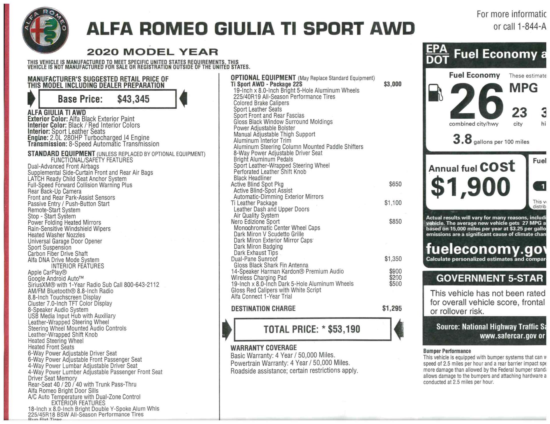 New 2020 Alfa Romeo Giulia Ti Sport Ti | St. Petersburg, FL