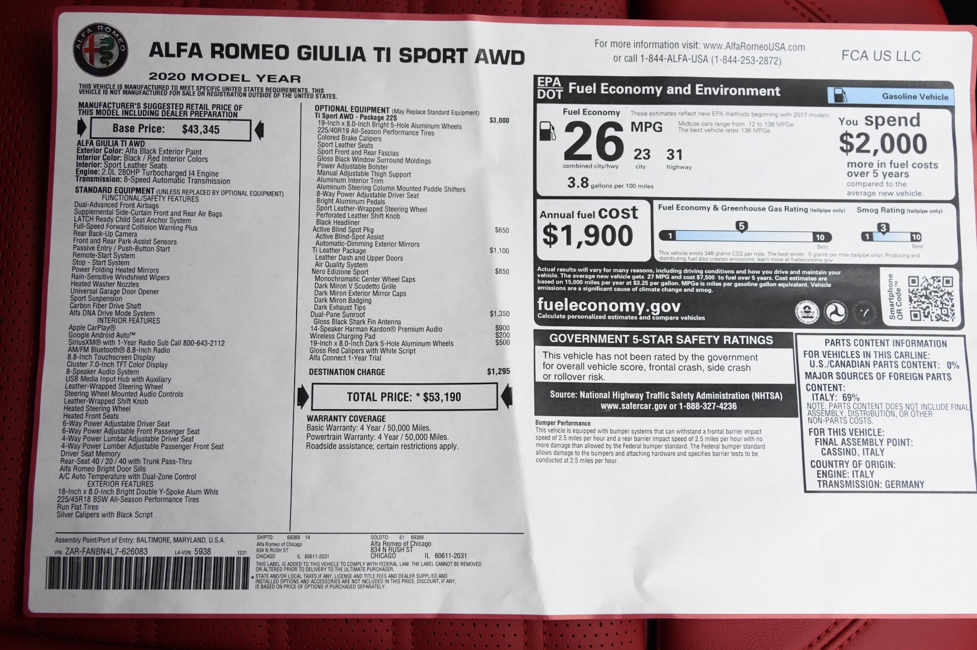 New 2020 Alfa Romeo Giulia Ti Sport Ti | St. Petersburg, FL