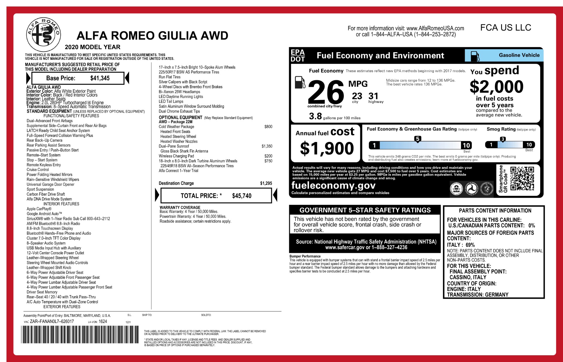 New 2020 Alfa Romeo Giulia | St. Petersburg, FL