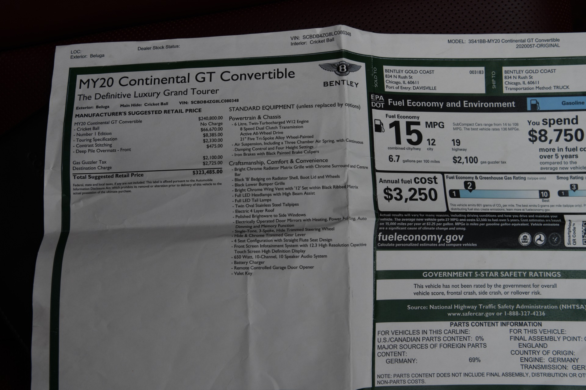 New 2020 Bentley Continental GT Convertible Number 1 Edition | St. Petersburg, FL