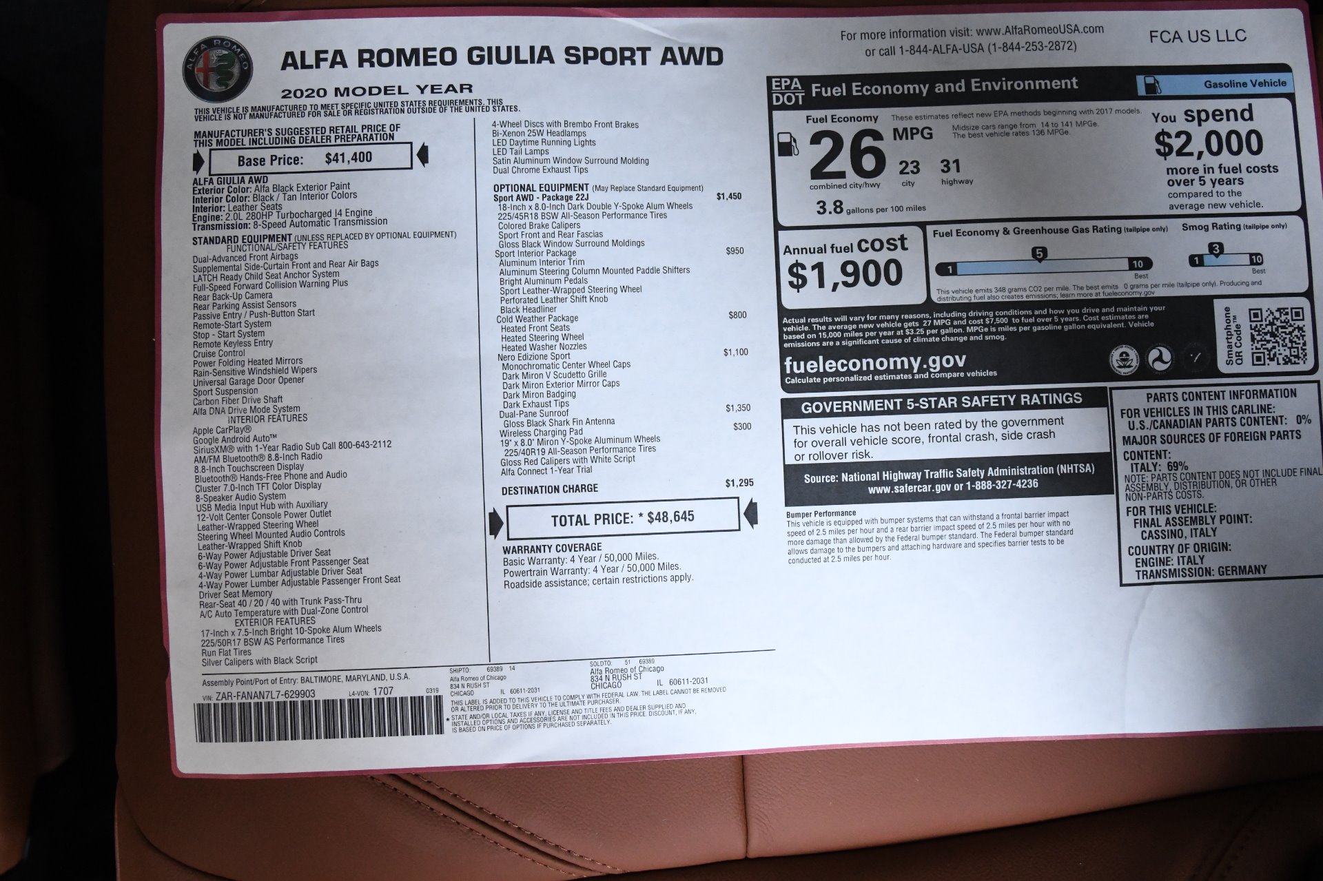 New 2020 Alfa Romeo Giulia Sport Sport | St. Petersburg, FL