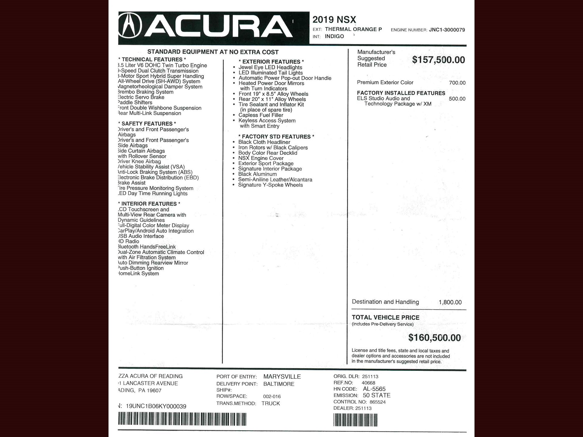 Used 2019 Acura NSX SH-AWD Sport Hybrid | St. Petersburg, FL