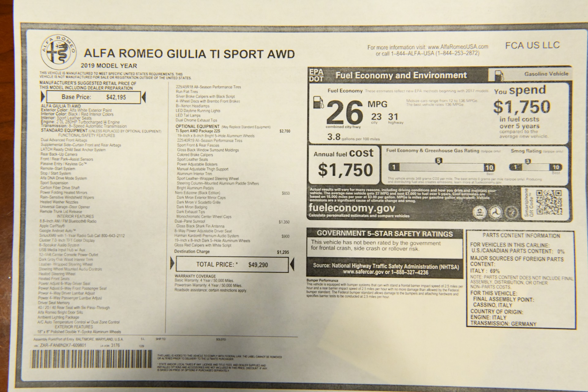 Used 2019 Alfa Romeo Giulia Ti Sport Ti Sport | St. Petersburg, FL