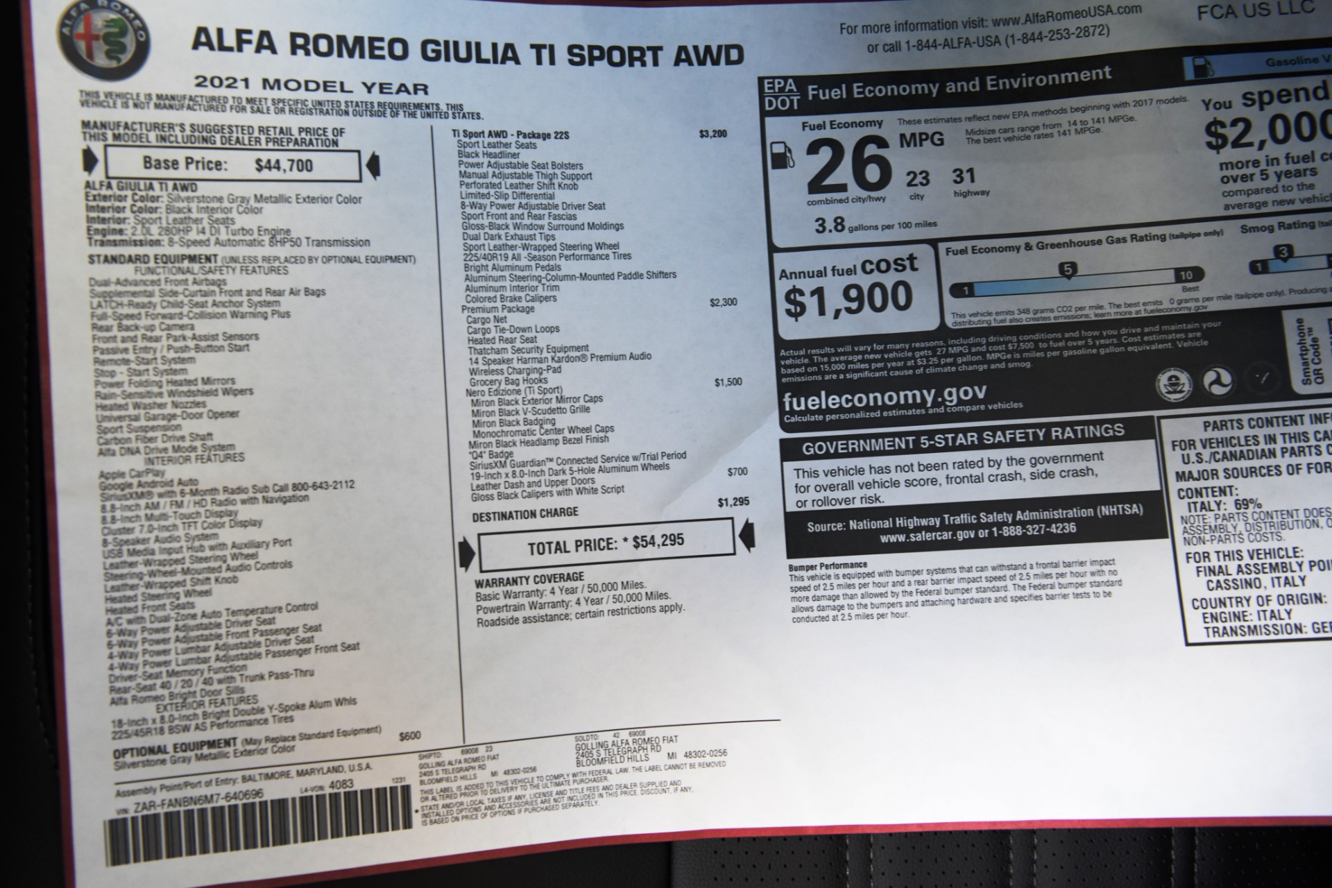 New 2021 Alfa Romeo Giulia Ti Sport | St. Petersburg, FL