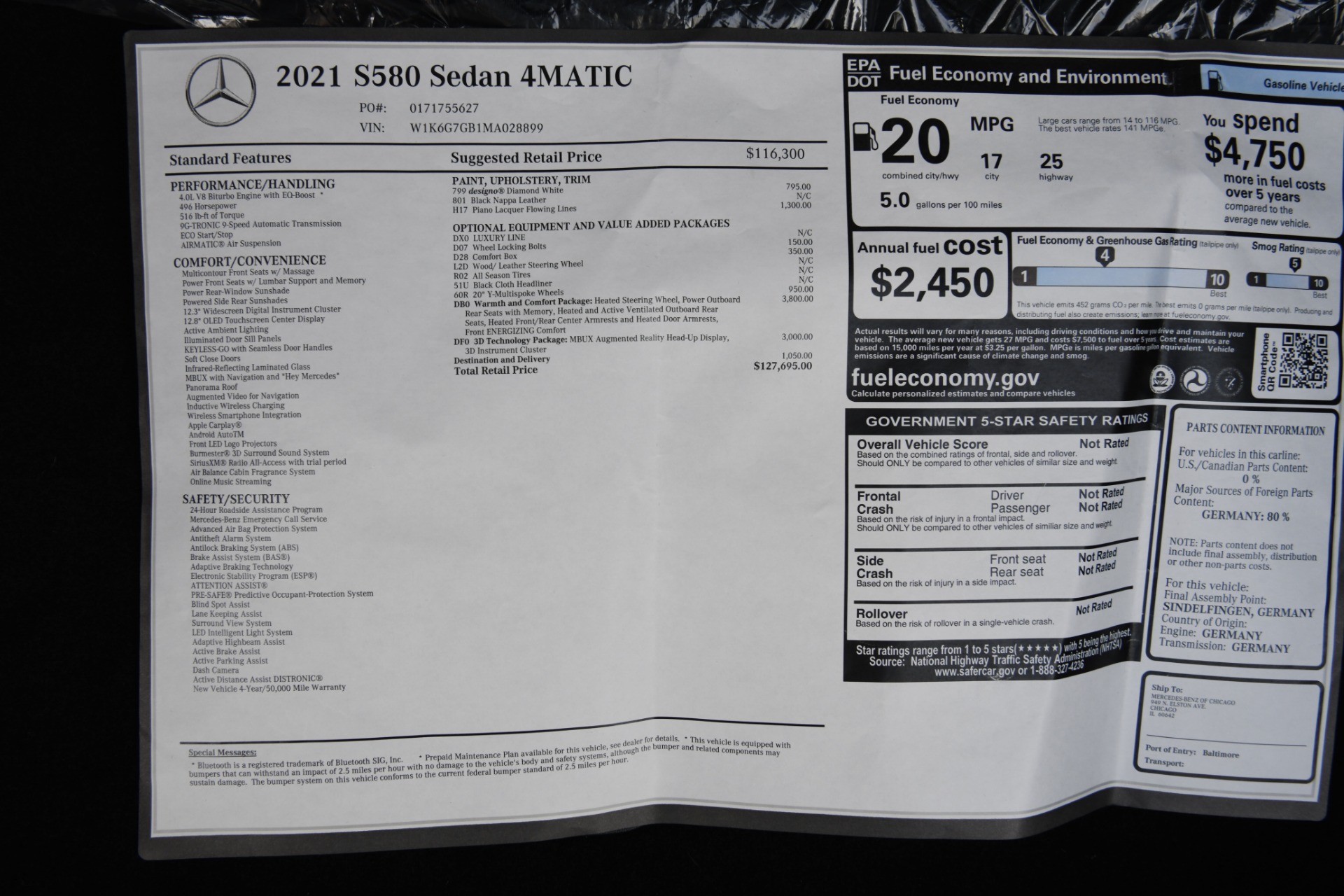 Used 2021 Mercedes-Benz S-Class S 580 4MATIC | St. Petersburg, FL