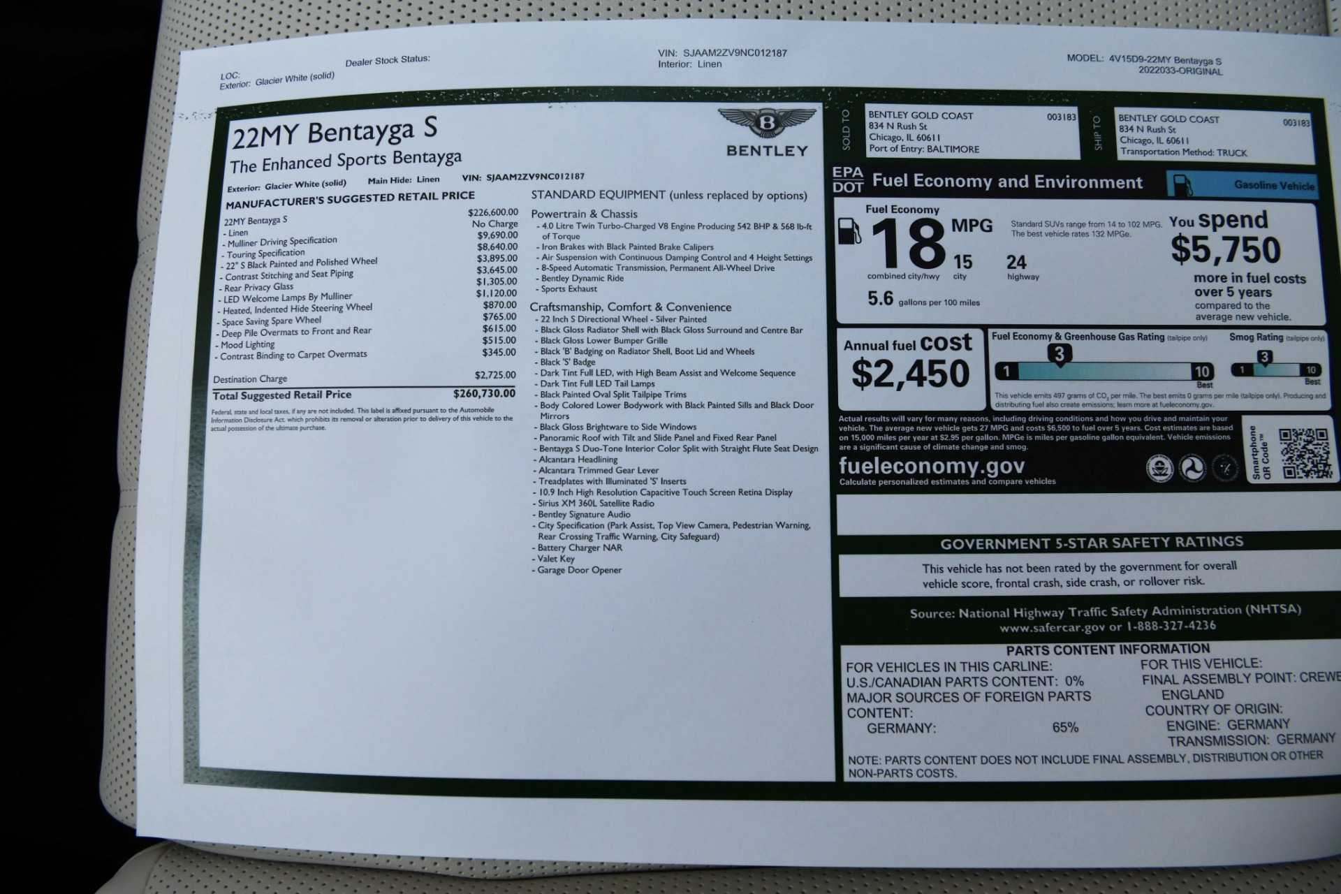 2022 Bentley Bentayga V8 S Stock # 12187 for sale near Chicago, IL | IL